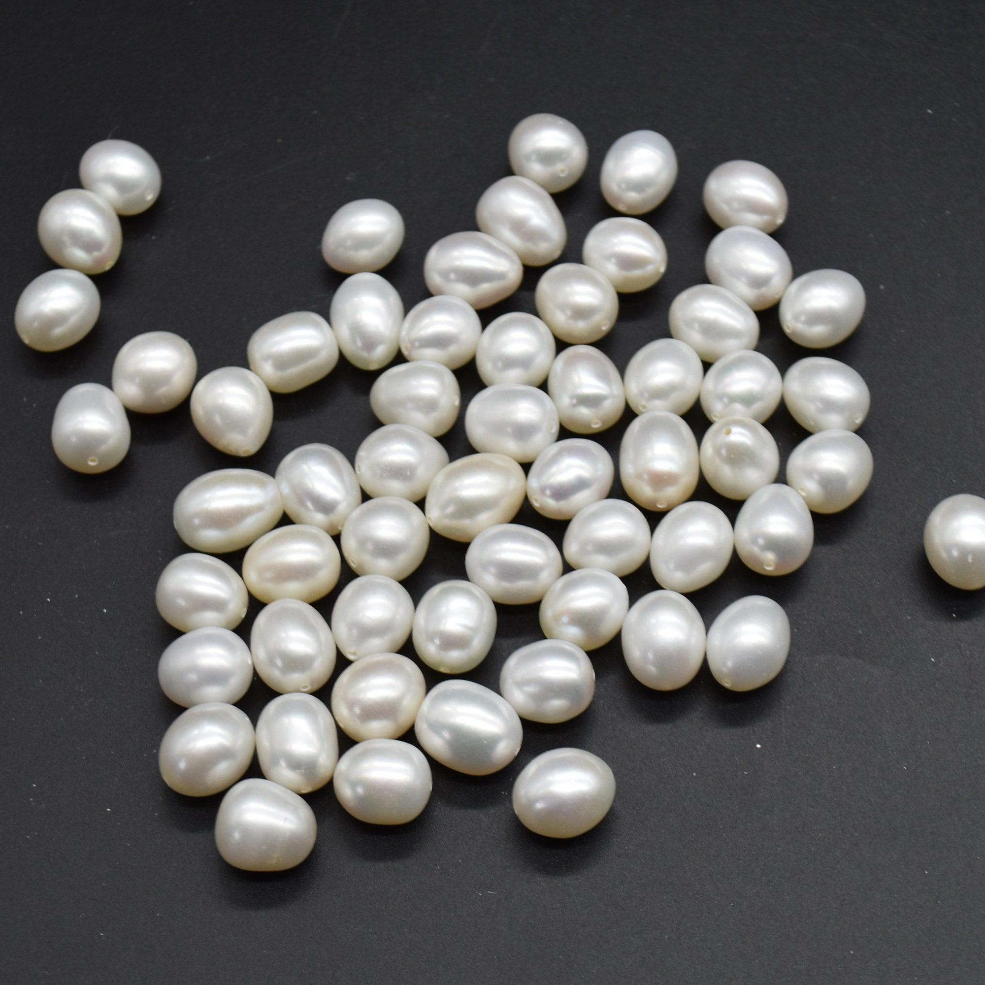 Freshwater Rice Pearl Beads - Pink/White - 10mm x8mm, for Jewellery Making - Picture 9 of 10
