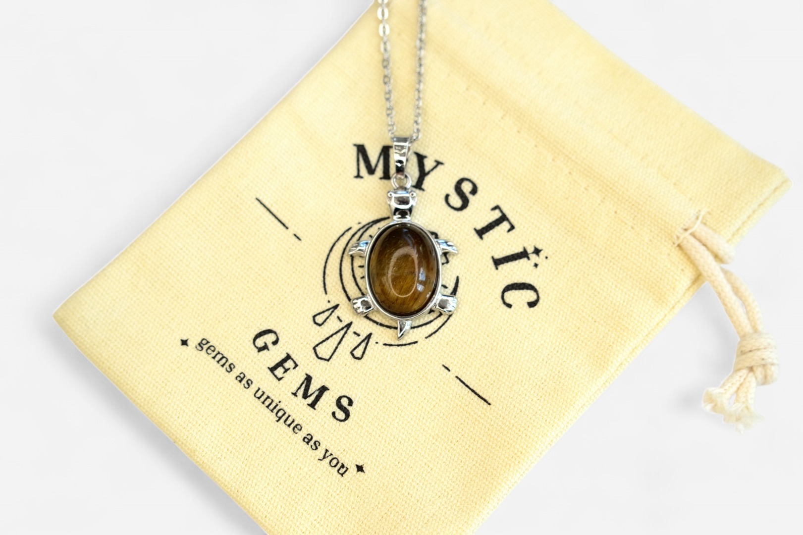 MYSTIC GEMS Turtle Natural Gemstone Pendant Necklace 50cm with Pouch - Picture 10 of 40