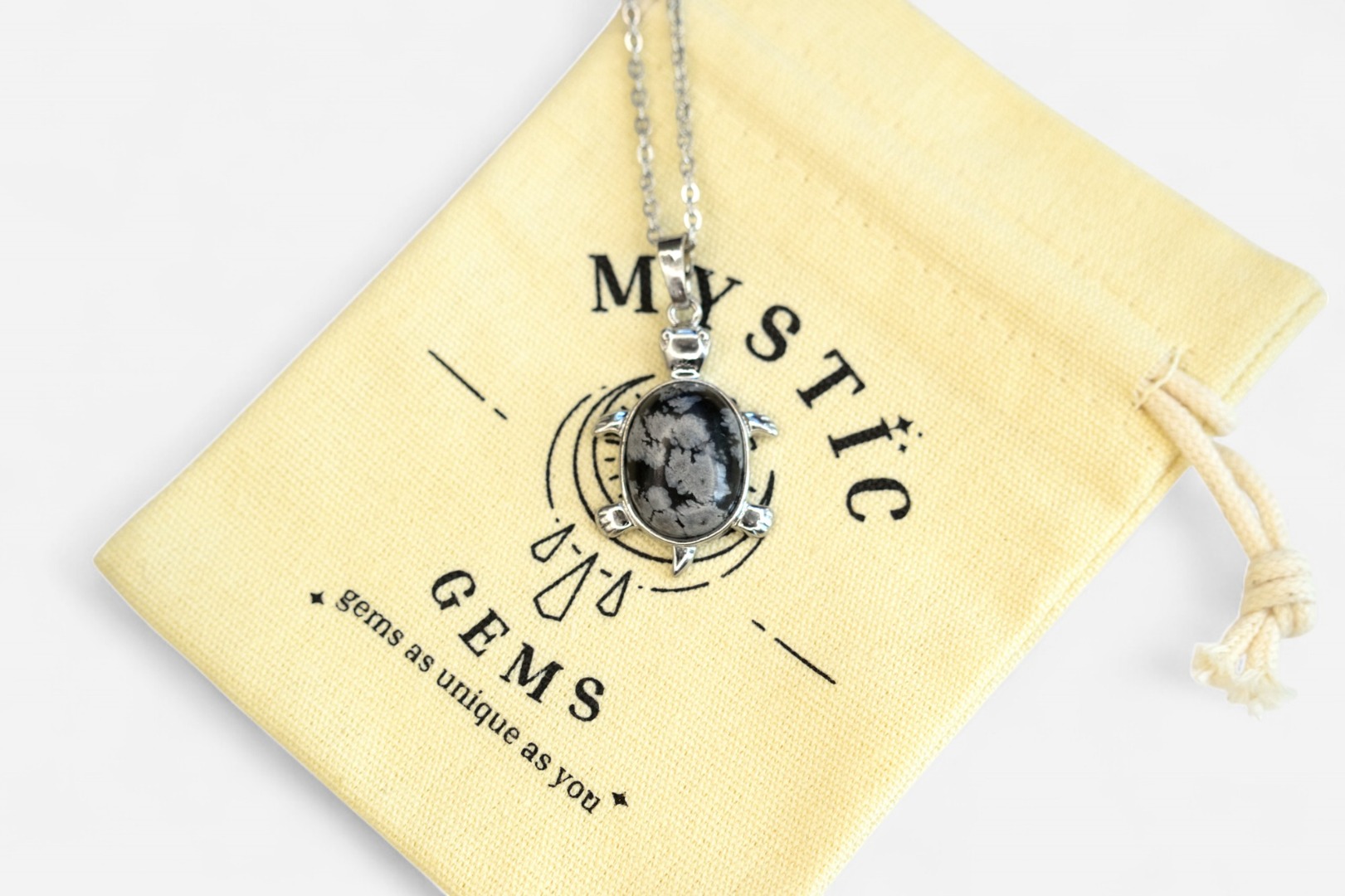 MYSTIC GEMS Turtle Natural Gemstone Pendant Necklace 50cm with Pouch - Picture 12 of 40