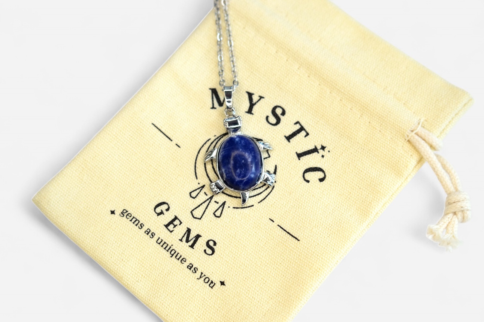 MYSTIC GEMS Turtle Natural Gemstone Pendant Necklace 50cm with Pouch - Picture 14 of 40