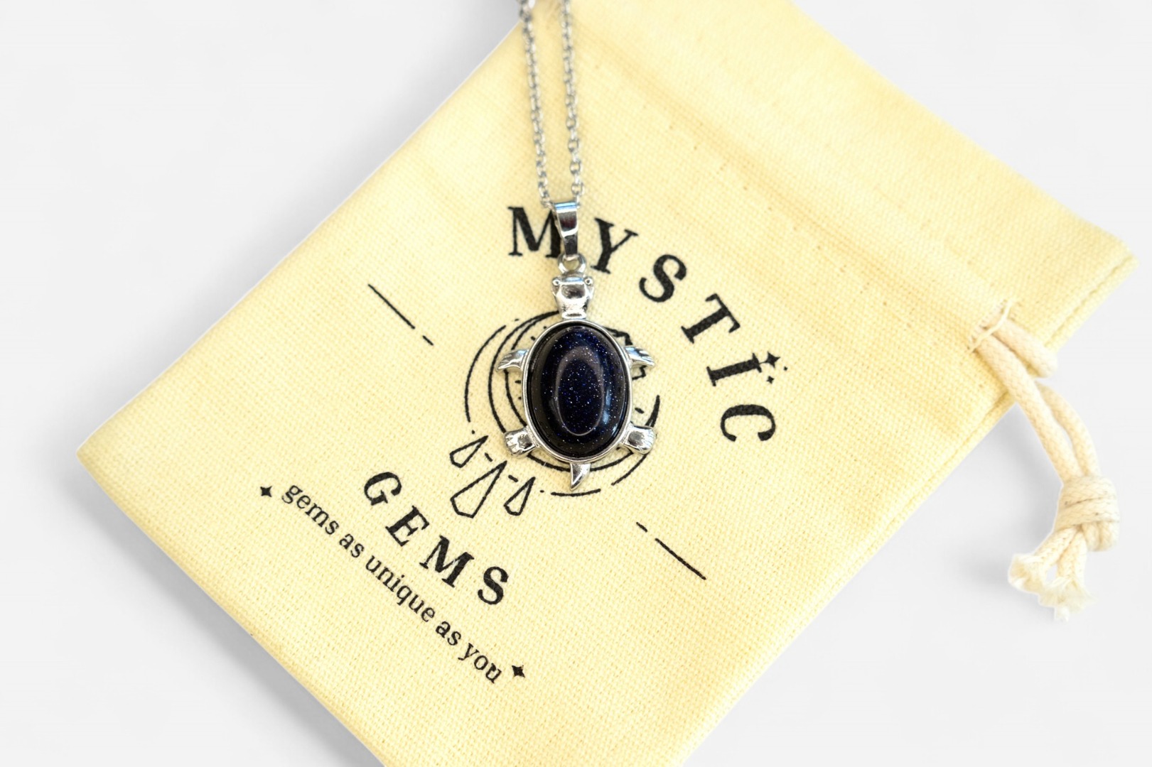 MYSTIC GEMS Turtle Natural Gemstone Pendant Necklace 50cm with Pouch - Picture 16 of 40