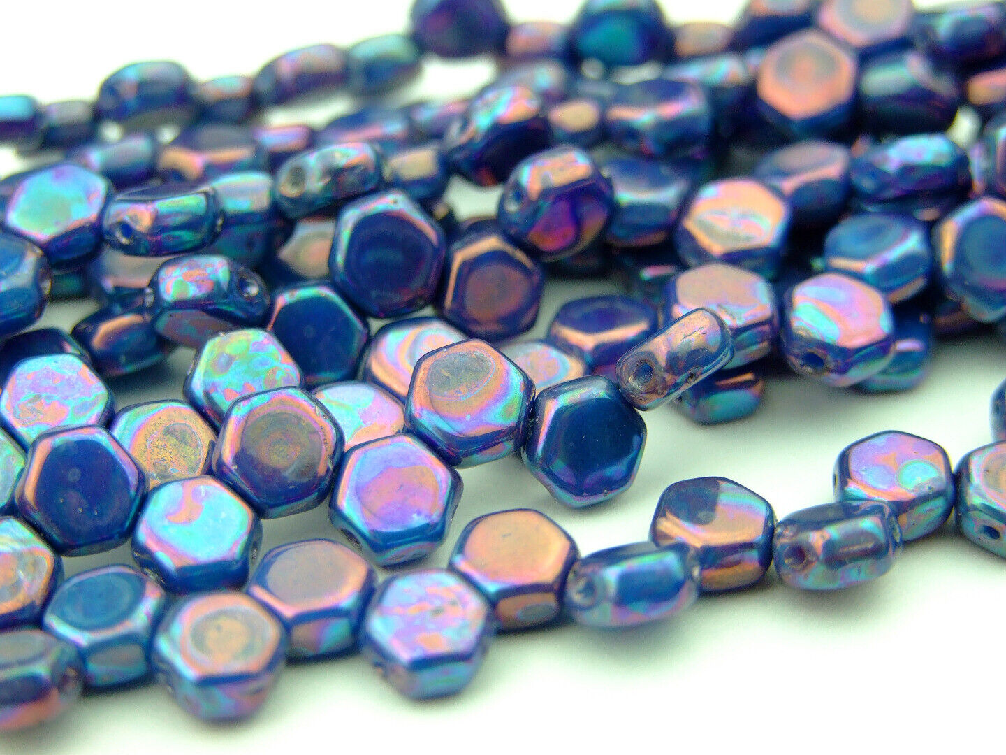 30x Honeycomb 6mm Czech Beads Hexagonal 2 Hole 100 Colors to Choose - Picture 8 of 90