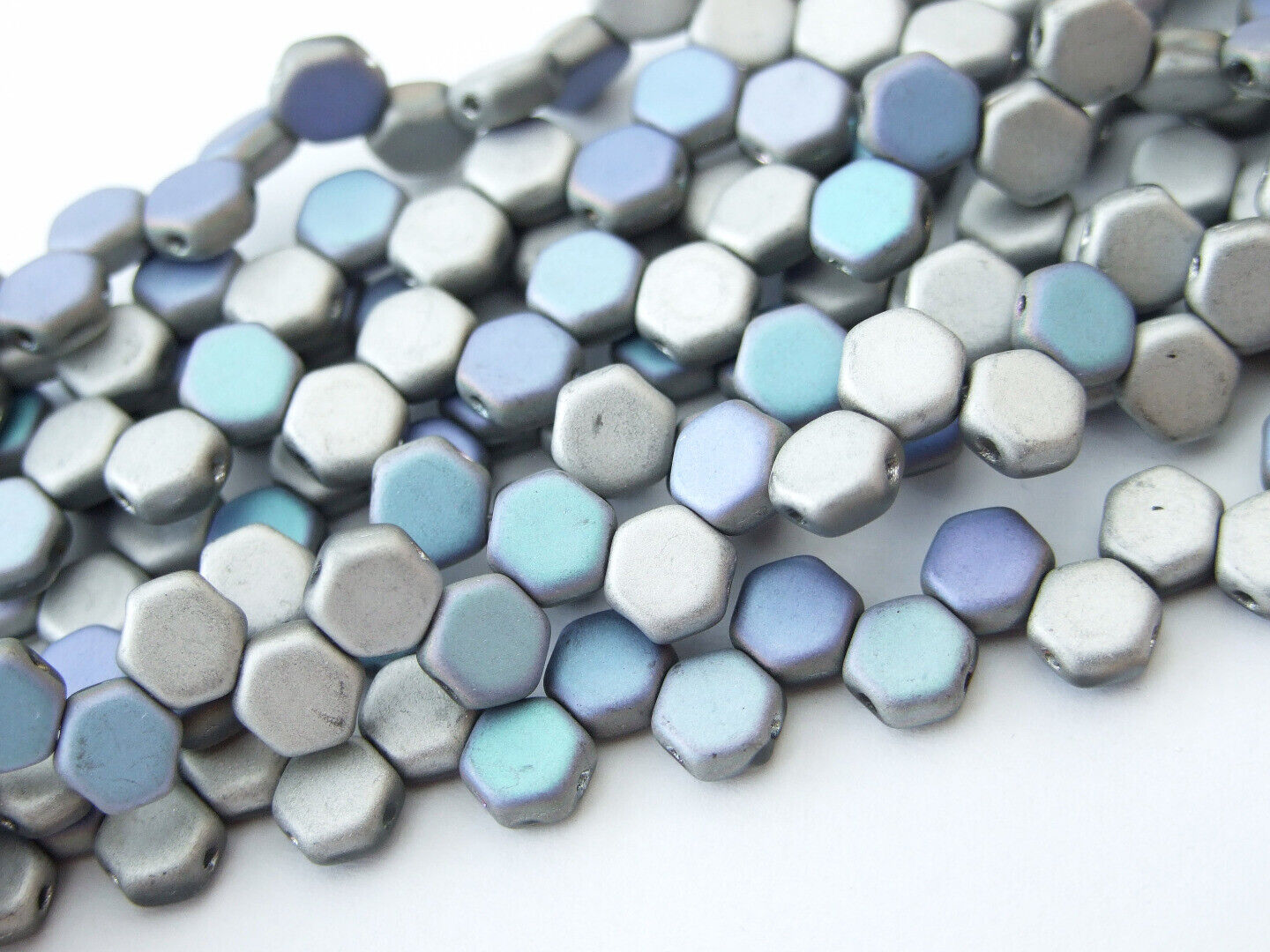 30x Honeycomb 6mm Czech Beads Hexagonal 2 Hole 100 Colors to Choose - Picture 9 of 90