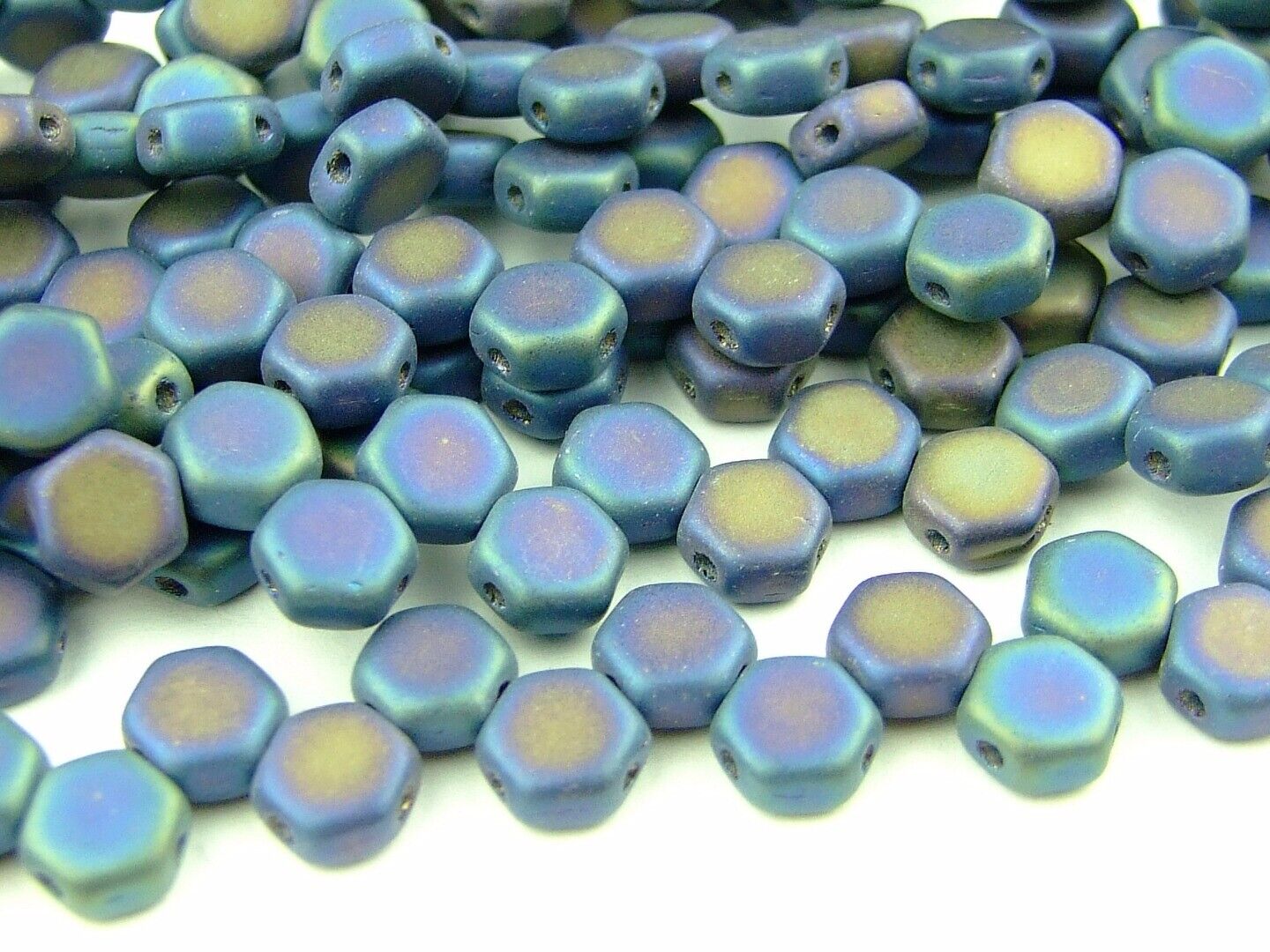 30x Honeycomb 6mm Czech Beads Hexagonal 2 Hole 100 Colors to Choose - Picture 15 of 90