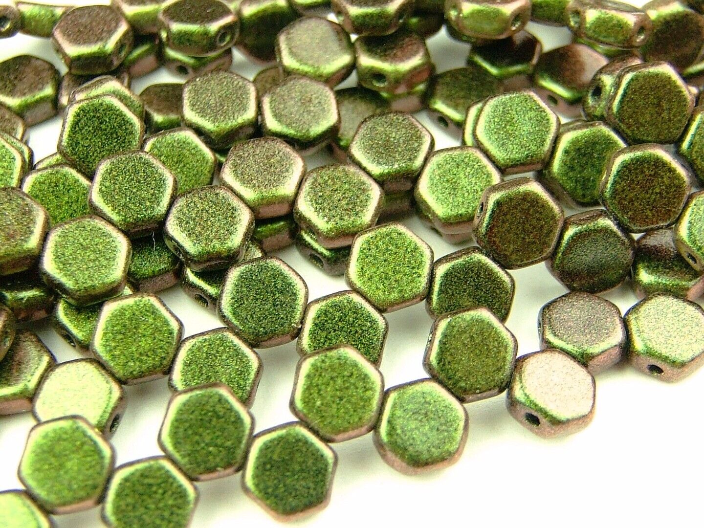 30x Honeycomb 6mm Czech Beads Hexagonal 2 Hole 100 Colors to Choose - Picture 16 of 90