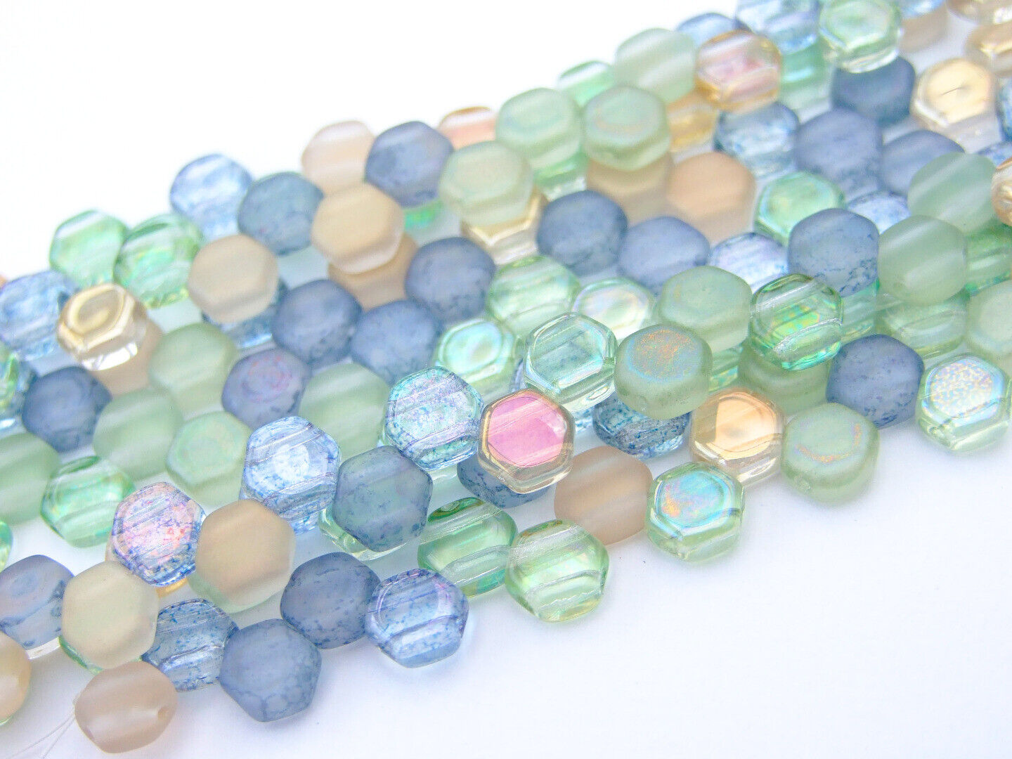 30x Honeycomb 6mm Czech Beads Hexagonal 2 Hole 100 Colors to Choose - Picture 30 of 90