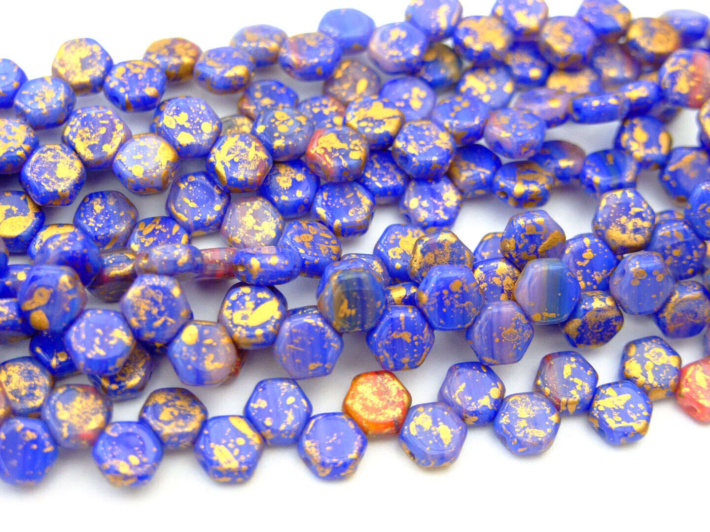 30x Honeycomb 6mm Czech Beads Hexagonal 2 Hole 100 Colors to Choose - Picture 32 of 90