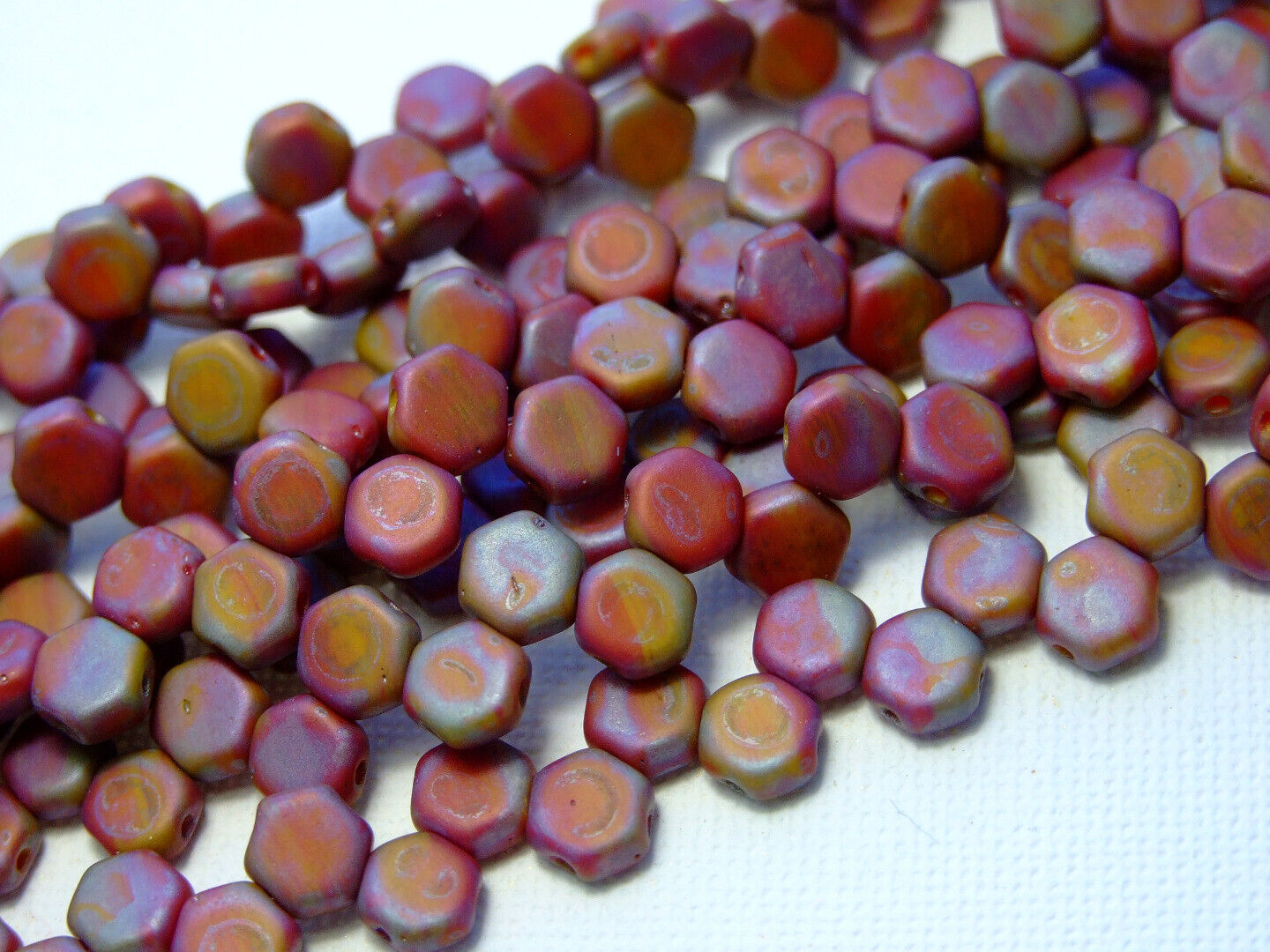 30x Honeycomb 6mm Czech Beads Hexagonal 2 Hole 100 Colors to Choose - Picture 34 of 90
