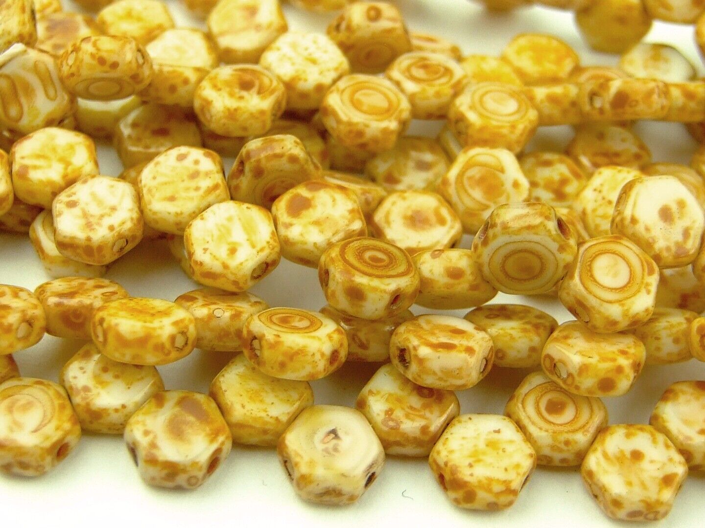 30x Honeycomb 6mm Czech Beads Hexagonal 2 Hole 100 Colors to Choose - Picture 47 of 90