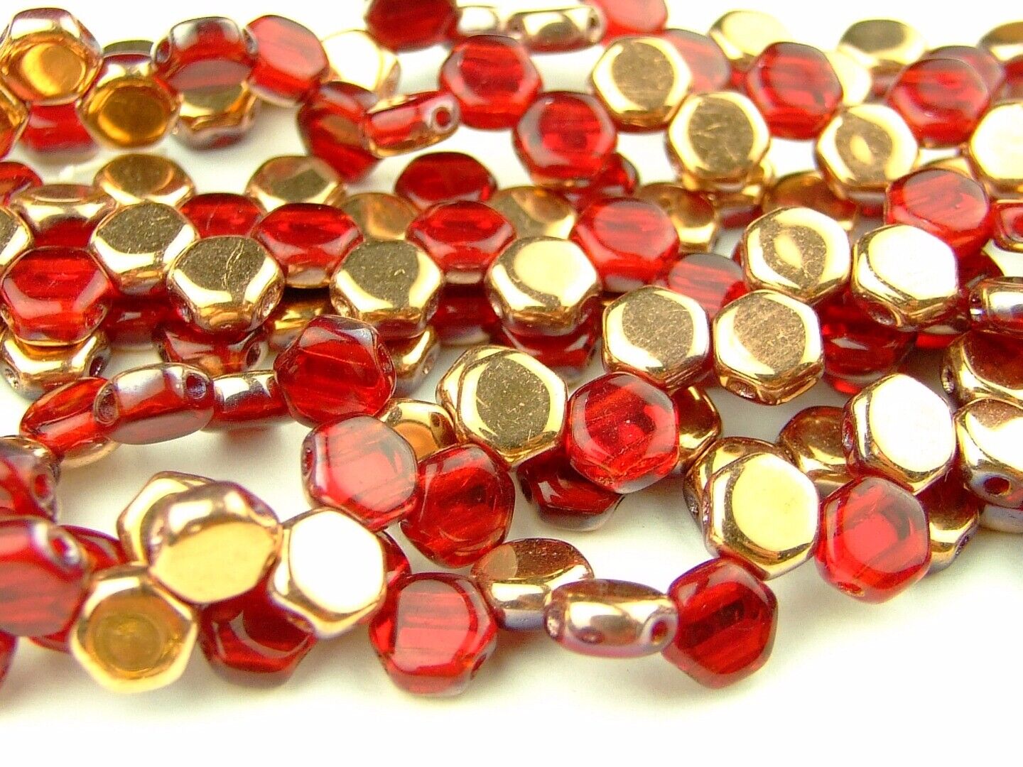 30x Honeycomb 6mm Czech Beads Hexagonal 2 Hole 100 Colors to Choose - Picture 48 of 90
