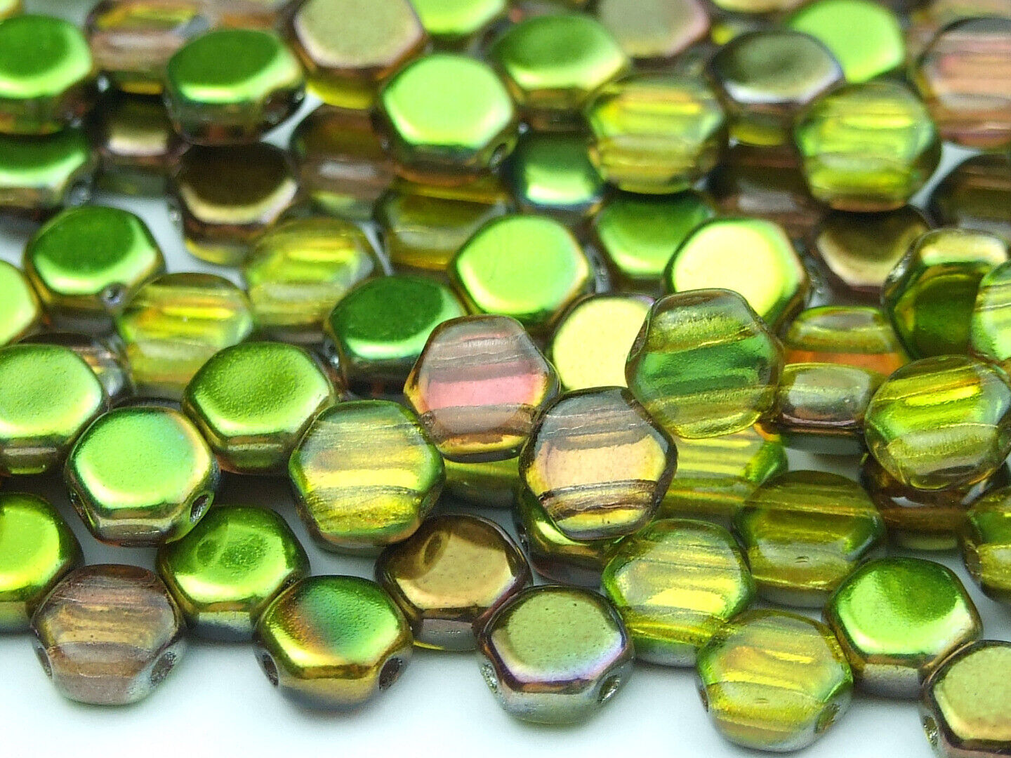 30x Honeycomb 6mm Czech Beads Hexagonal 2 Hole 100 Colors to Choose - Picture 56 of 90