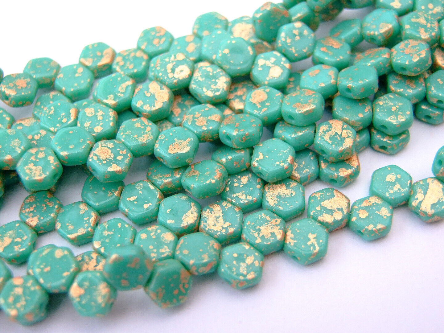 30x Honeycomb 6mm Czech Beads Hexagonal 2 Hole 100 Colors to Choose - Picture 57 of 90