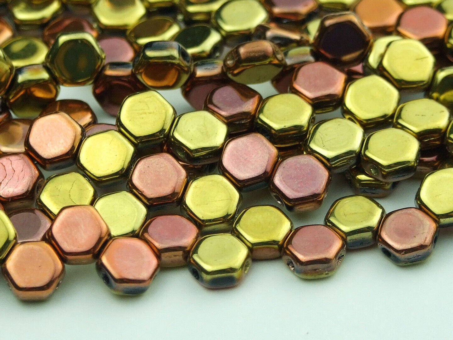 30x Honeycomb 6mm Czech Beads Hexagonal 2 Hole 100 Colors to Choose - Picture 65 of 90