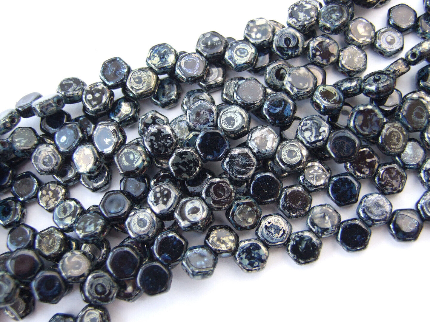 30x Honeycomb 6mm Czech Beads Hexagonal 2 Hole 100 Colors to Choose - Picture 70 of 90
