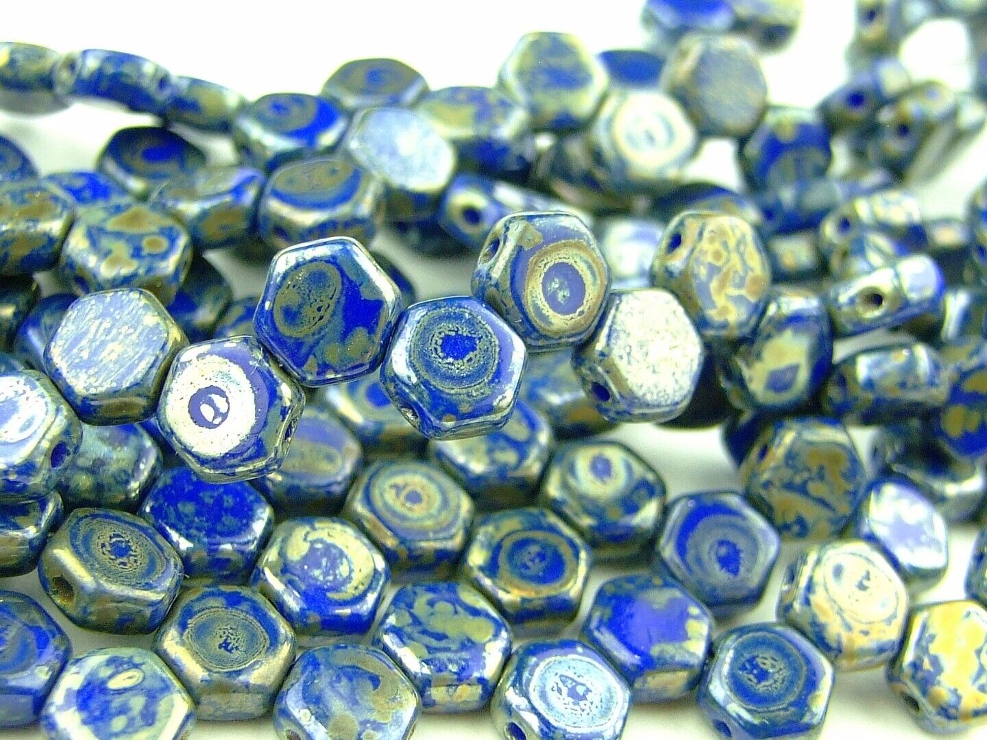 30x Honeycomb 6mm Czech Beads Hexagonal 2 Hole 100 Colors to Choose - Picture 72 of 90