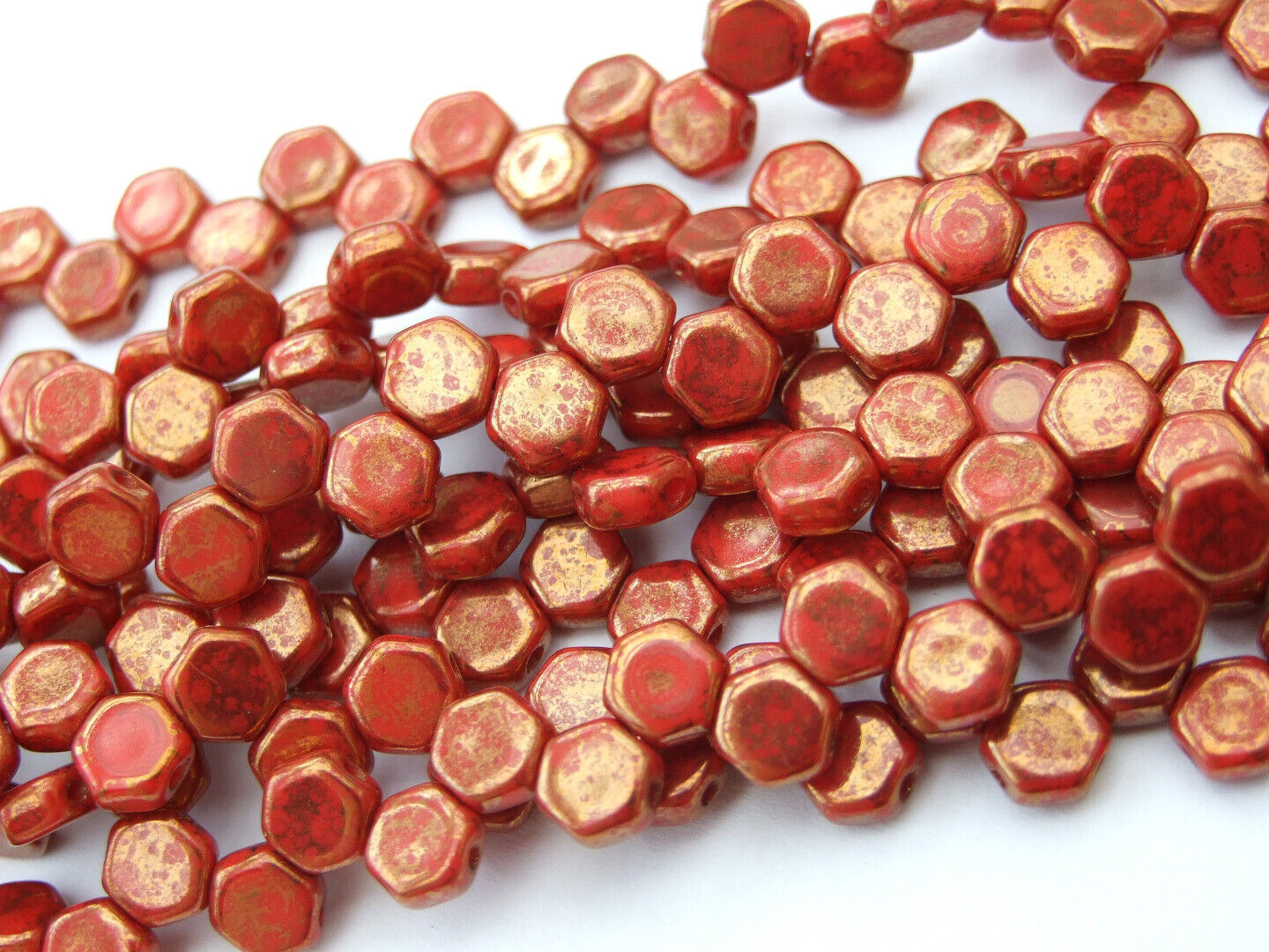 30x Honeycomb 6mm Czech Beads Hexagonal 2 Hole 100 Colors to Choose - Picture 78 of 90