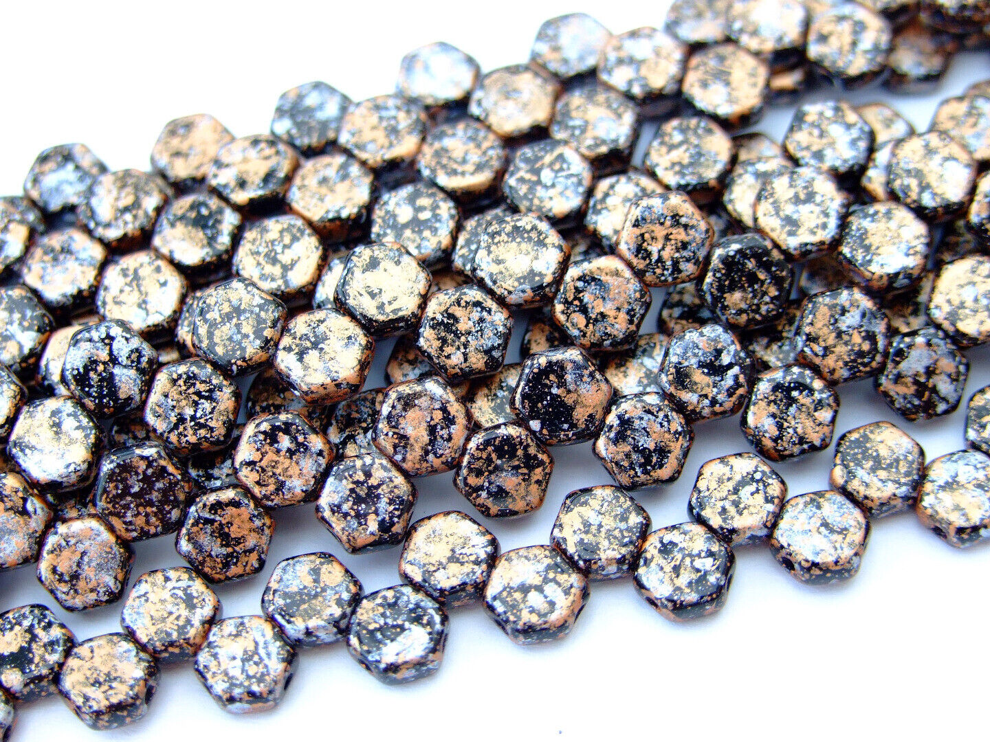 30x Honeycomb 6mm Czech Beads Hexagonal 2 Hole 100 Colors to Choose - Picture 81 of 90