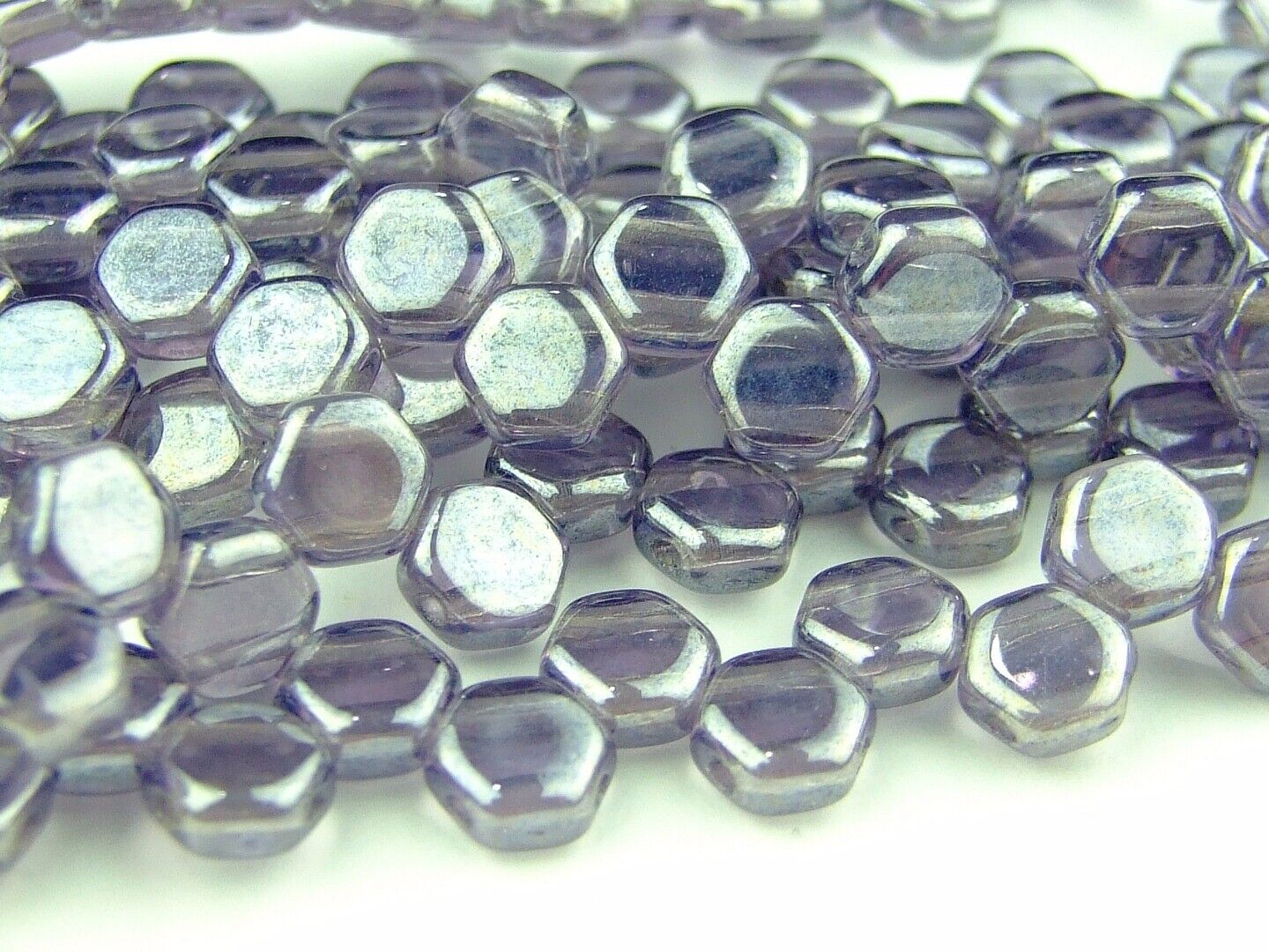 30x Honeycomb 6mm Czech Beads Hexagonal 2 Hole 100 Colors to Choose - Picture 84 of 90