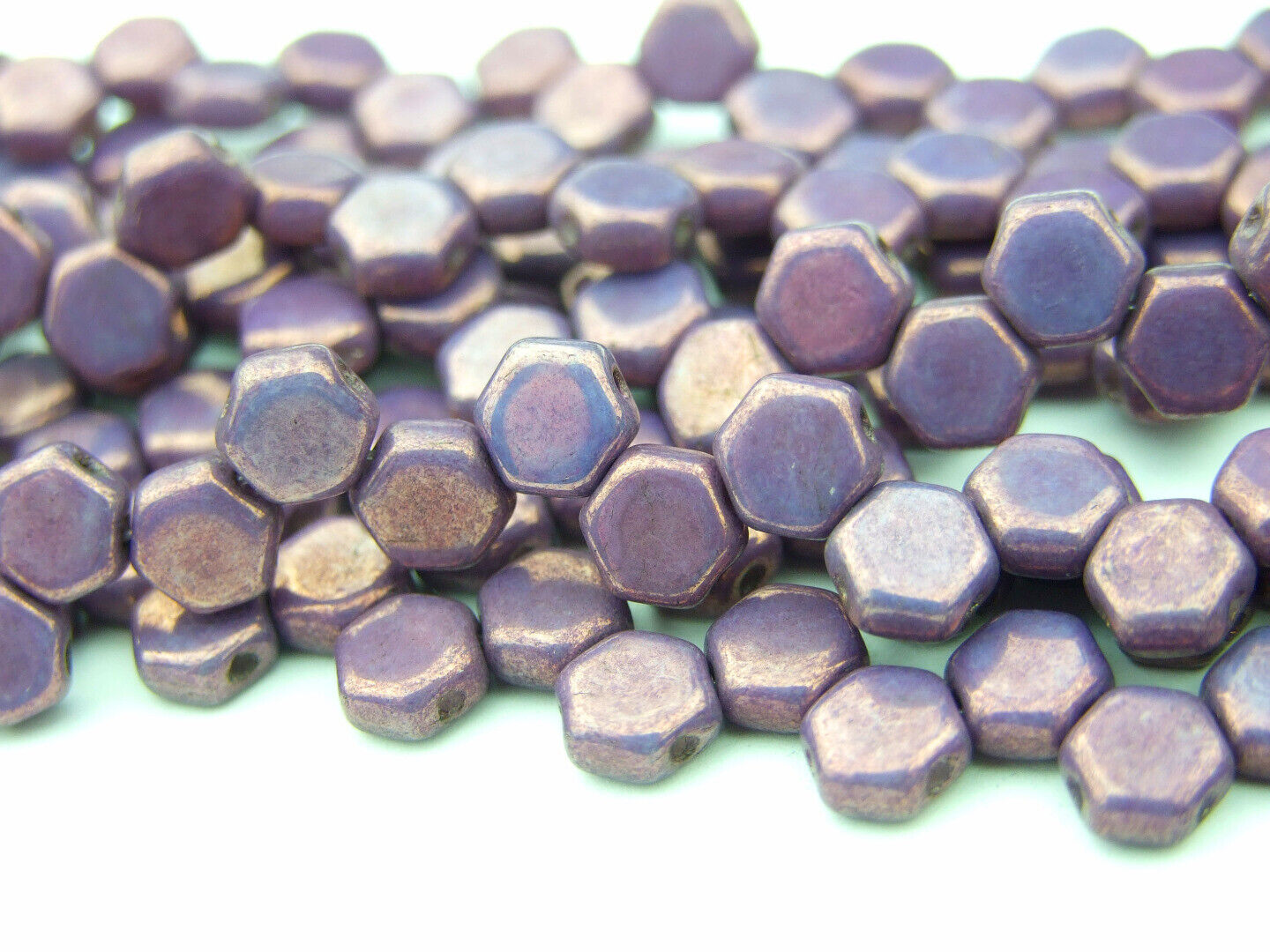 30x Honeycomb 6mm Czech Beads Hexagonal 2 Hole 100 Colors to Choose - Picture 88 of 90