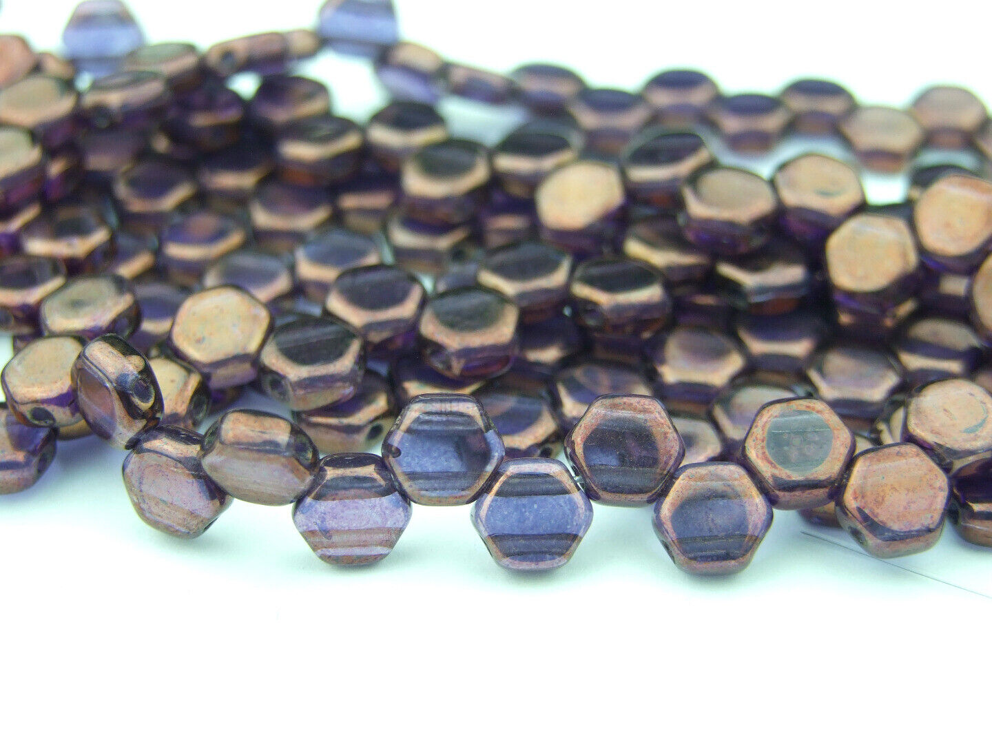 30x Honeycomb 6mm Czech Beads Hexagonal 2 Hole 100 Colors to Choose - Picture 89 of 90