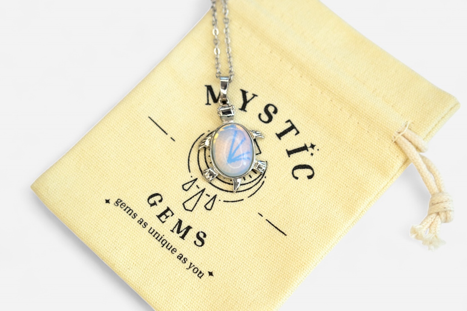 MYSTIC GEMS Turtle Natural Gemstone Pendant Necklace 50cm with Pouch - Picture 18 of 40