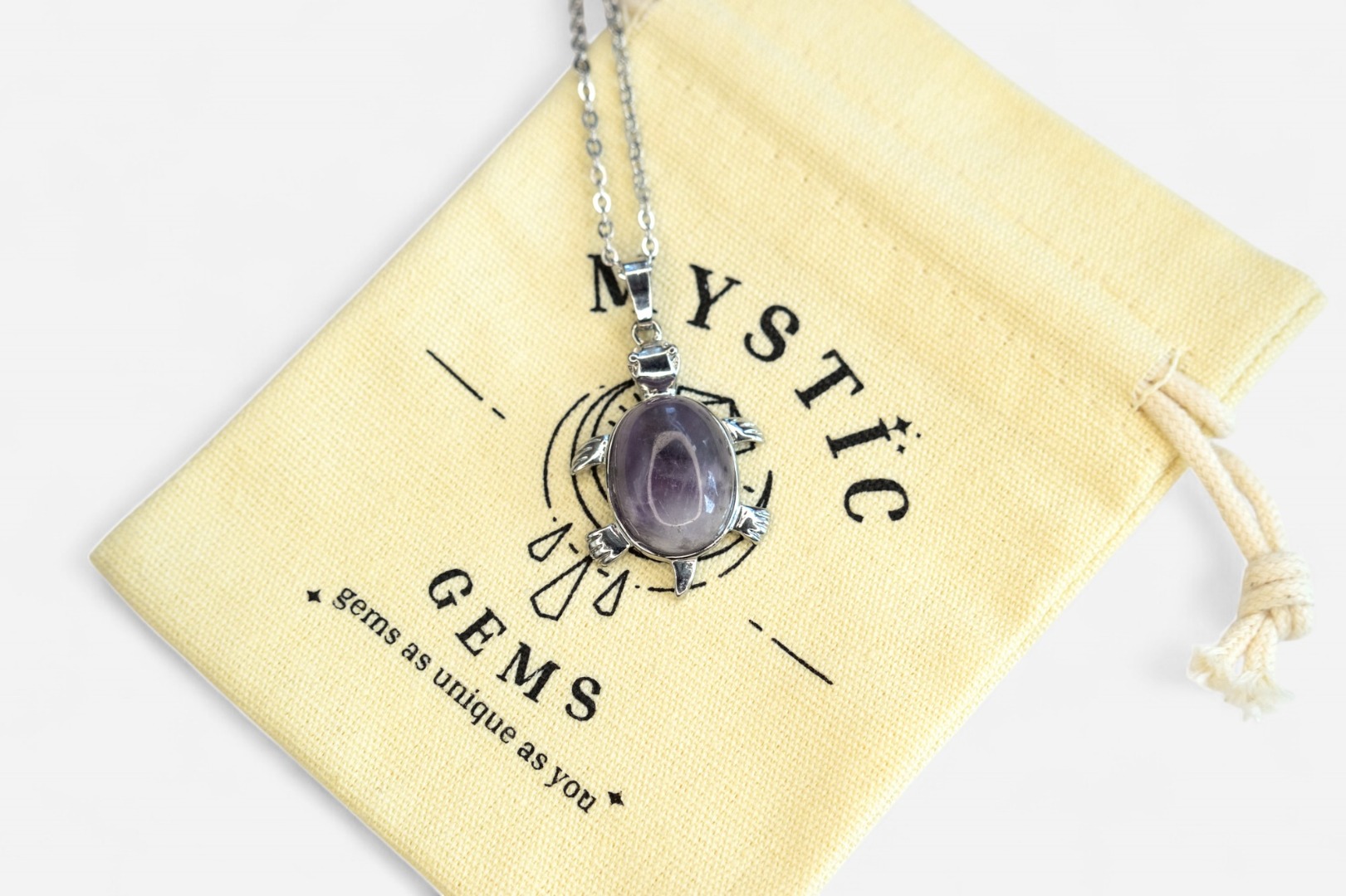 MYSTIC GEMS Turtle Natural Gemstone Pendant Necklace 50cm with Pouch - Picture 20 of 40