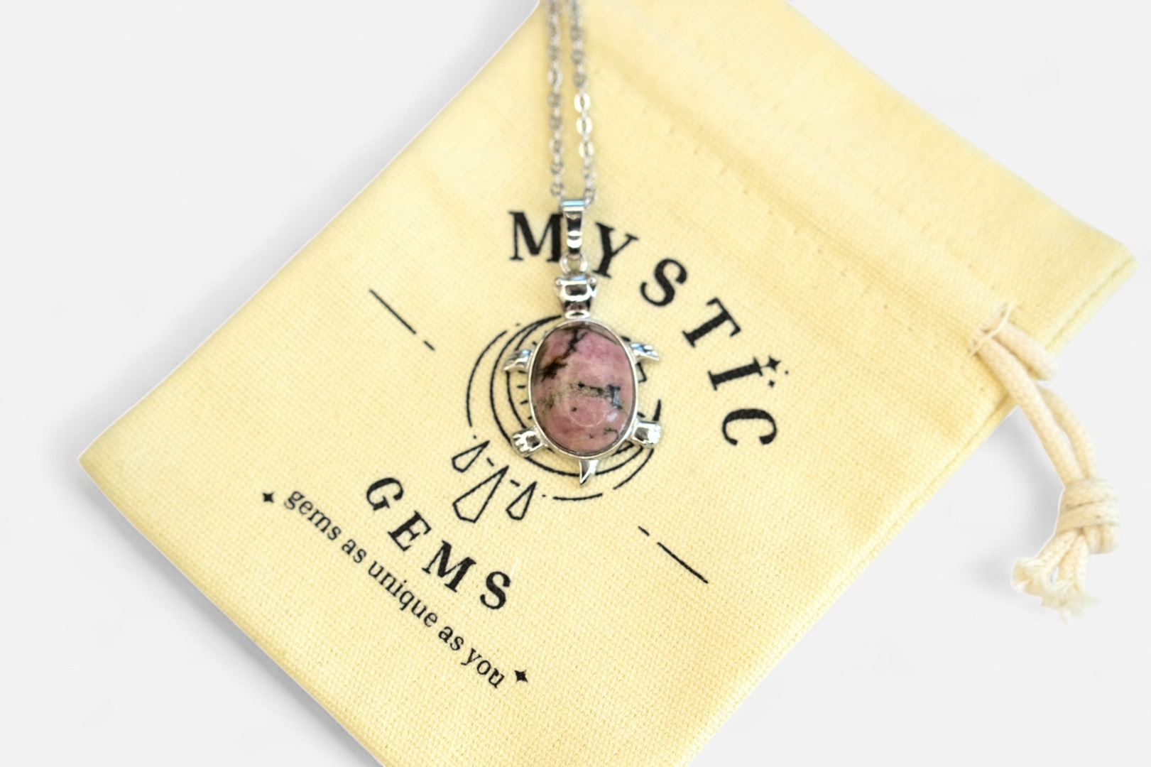 MYSTIC GEMS Turtle Natural Gemstone Pendant Necklace 50cm with Pouch - Picture 24 of 40