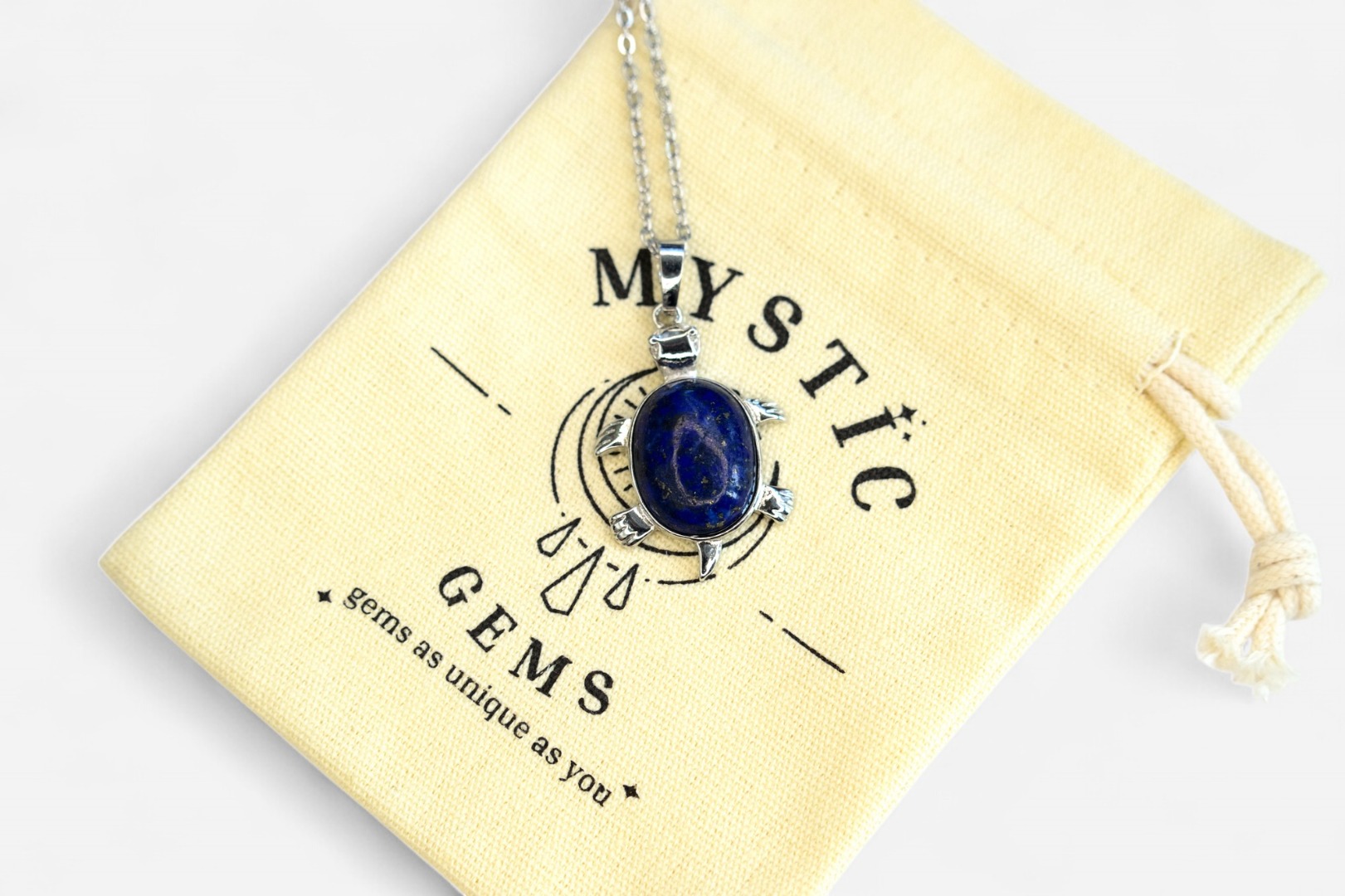 MYSTIC GEMS Turtle Natural Gemstone Pendant Necklace 50cm with Pouch - Picture 32 of 40