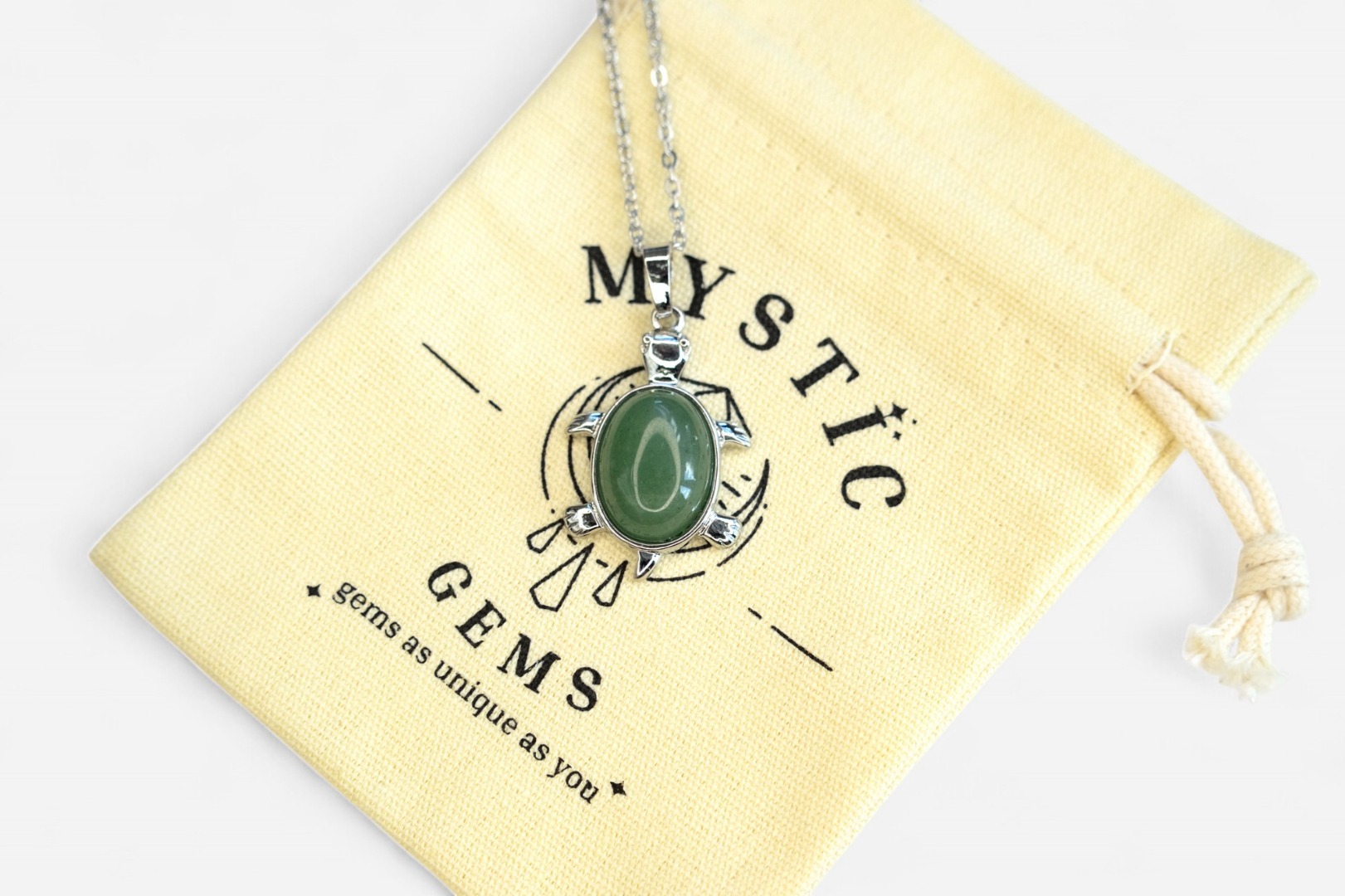 MYSTIC GEMS Turtle Natural Gemstone Pendant Necklace 50cm with Pouch - Picture 34 of 40
