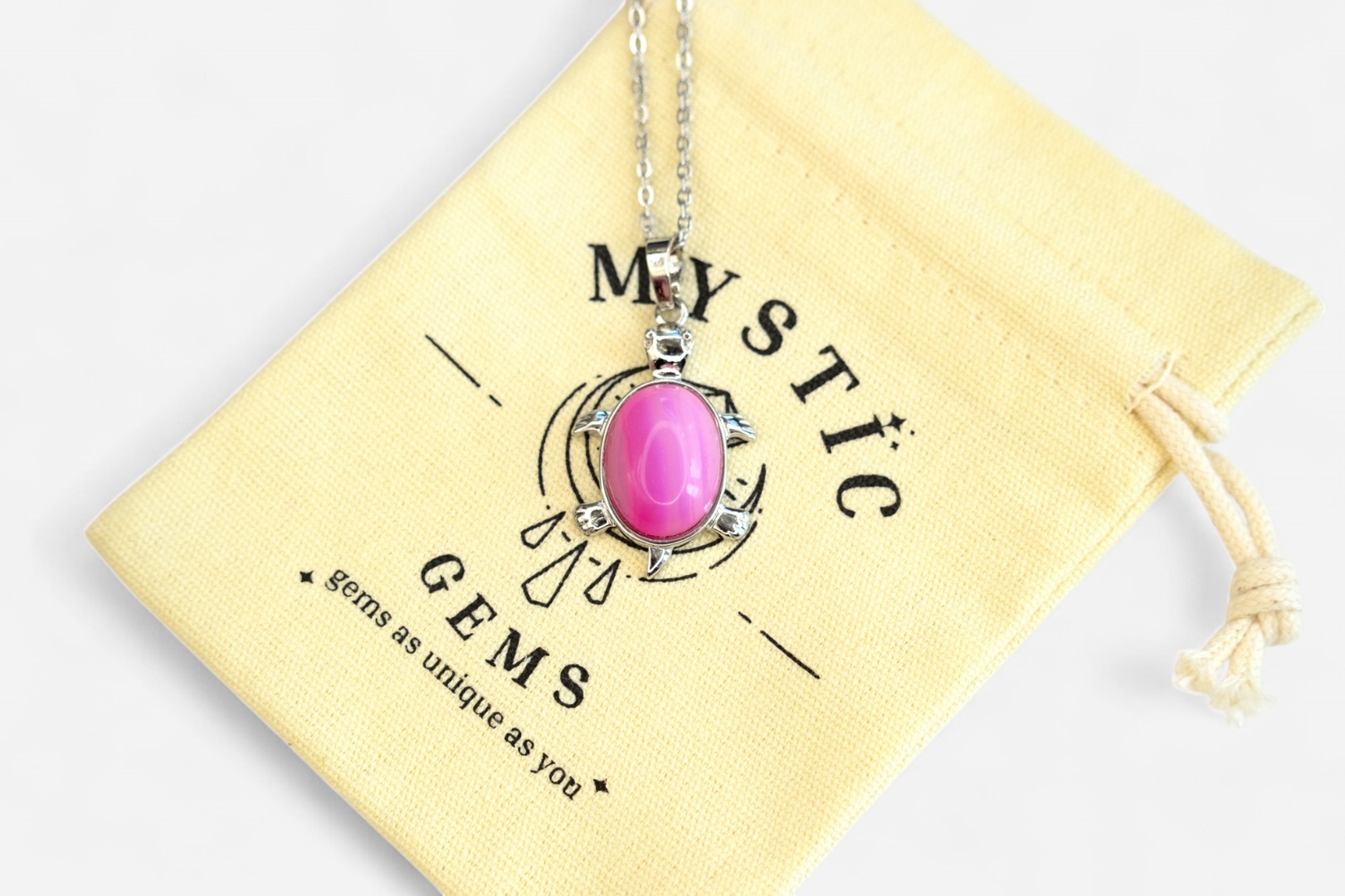 MYSTIC GEMS Turtle Natural Gemstone Pendant Necklace 50cm with Pouch - Picture 36 of 40