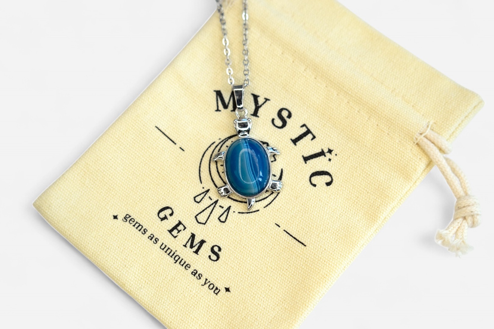 MYSTIC GEMS Turtle Natural Gemstone Pendant Necklace 50cm with Pouch - Picture 38 of 40