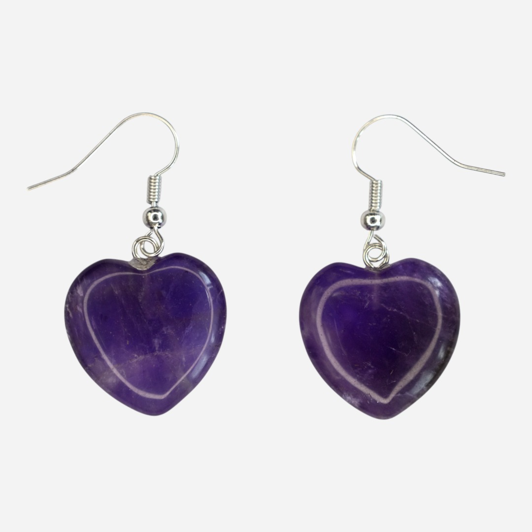 MYSTIC GEMS Heart Natural Gemstone Earrings with Pouch Healing Stone Chakra - Picture 2 of 21