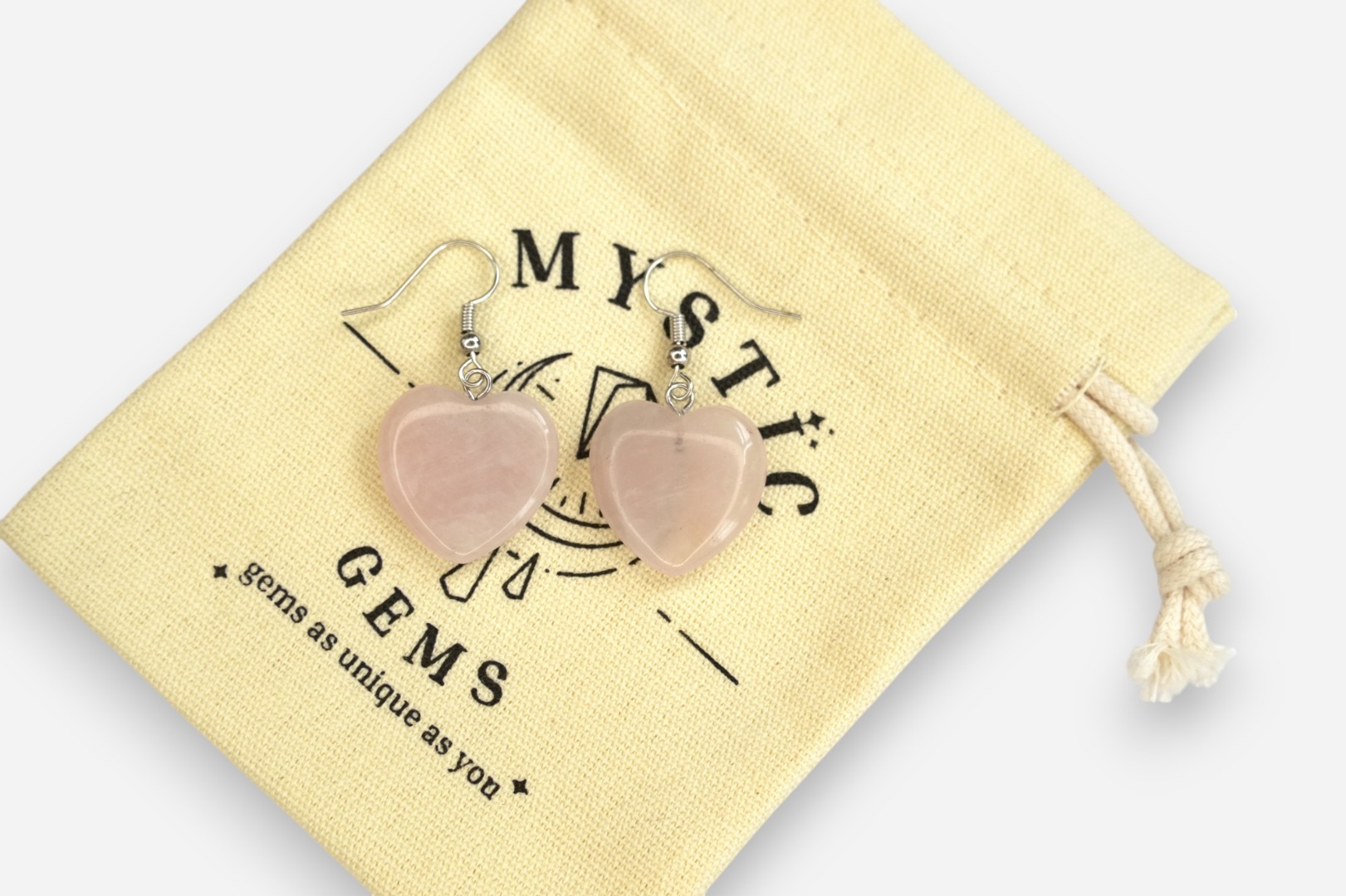 MYSTIC GEMS Heart Natural Gemstone Earrings with Pouch Healing Stone Chakra - Picture 9 of 21