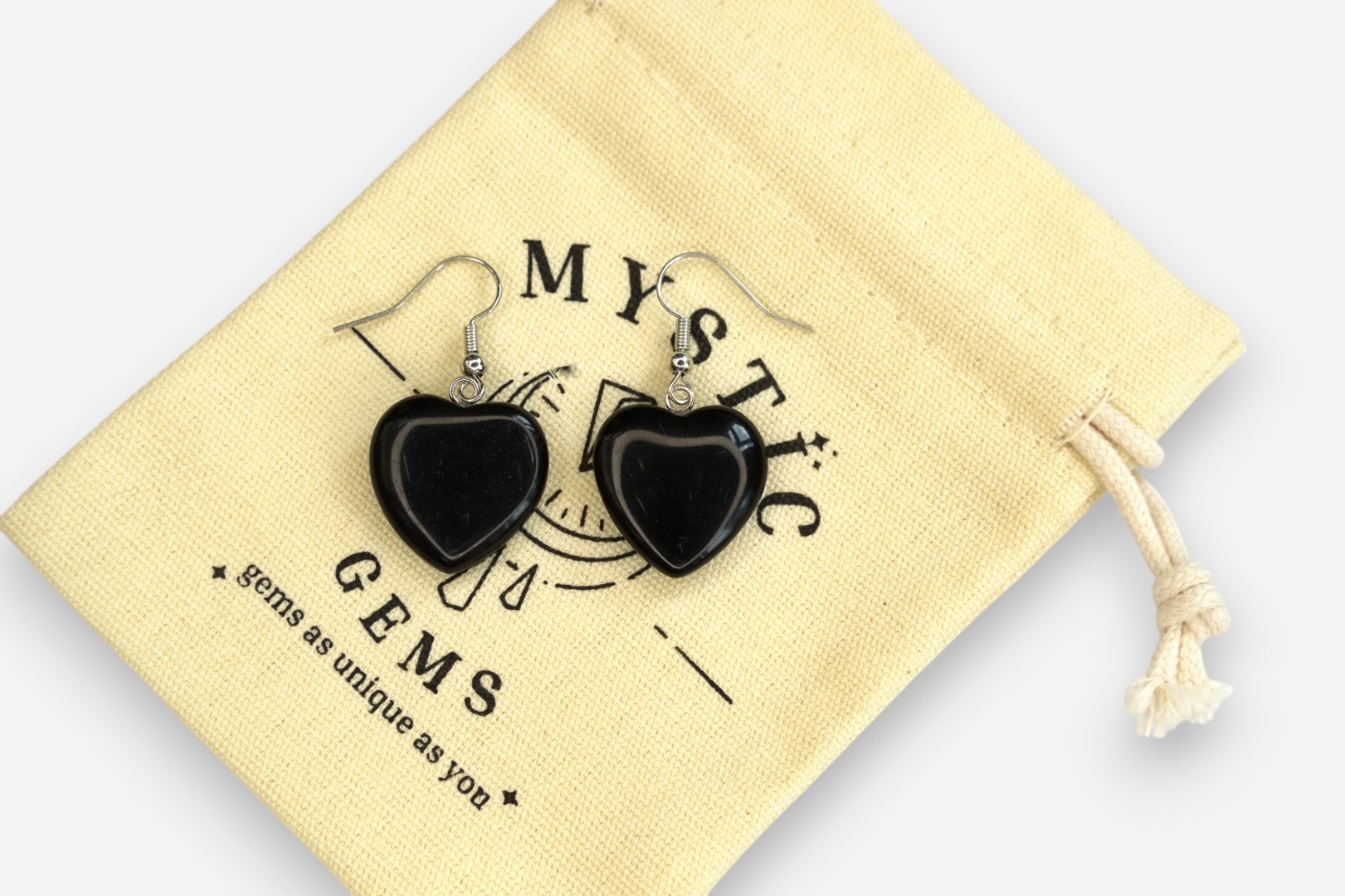 MYSTIC GEMS Heart Natural Gemstone Earrings with Pouch Healing Stone Chakra - Picture 13 of 21
