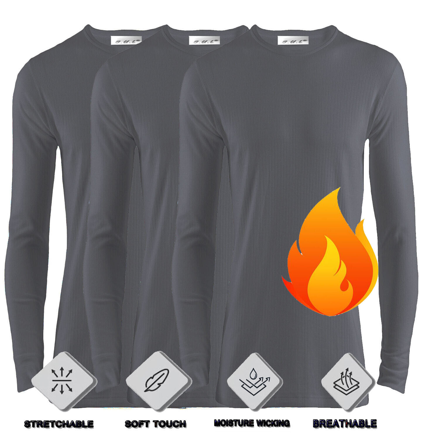 Paquete de 3 chaleco para hombre Extreme Hot 0,45 tog ropa interior térmica manga larga 4 colores - Imagen 19 de 40