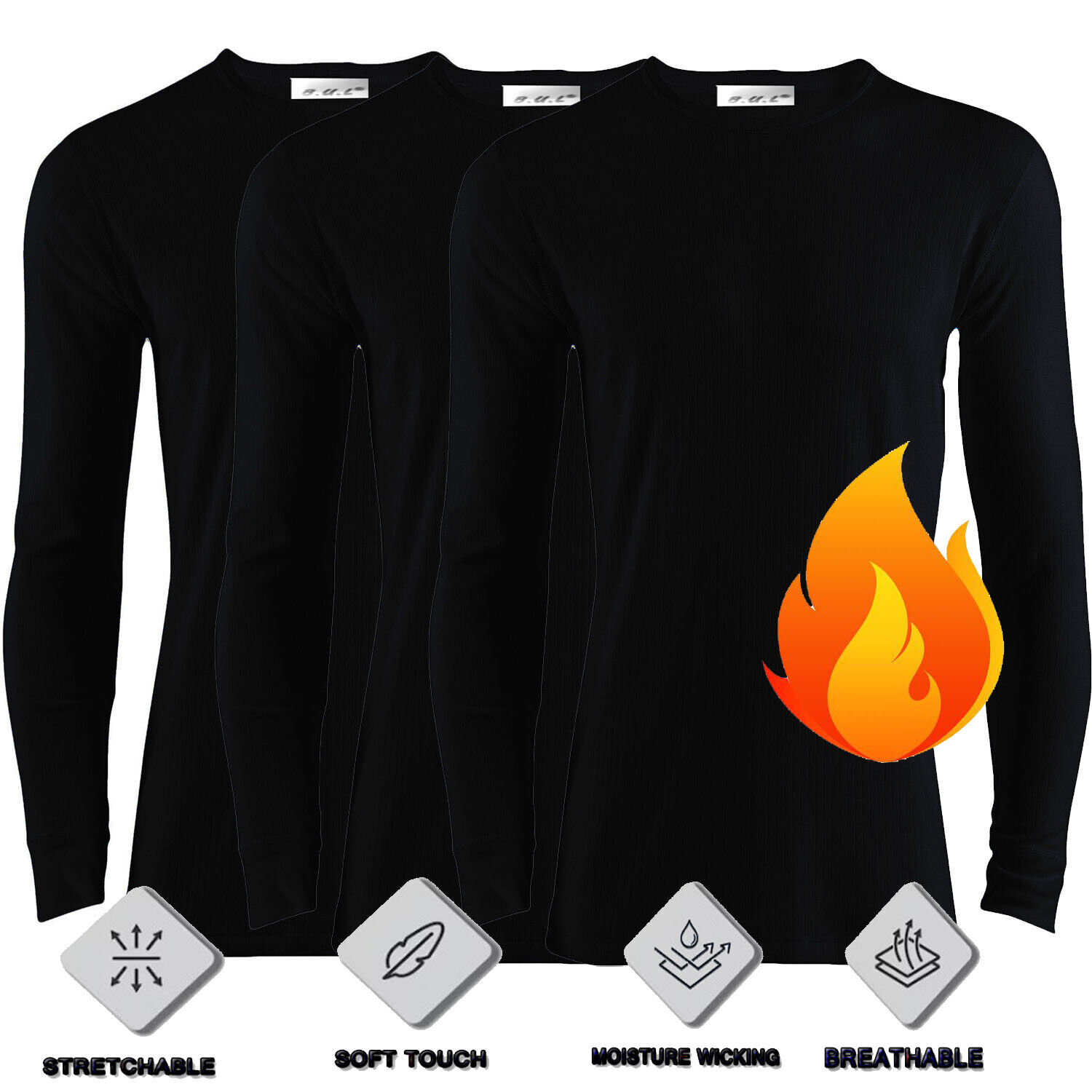 Paquete de 3 chaleco para hombre Extreme Hot 0,45 tog ropa interior térmica manga larga 4 colores - Imagen 9 de 40