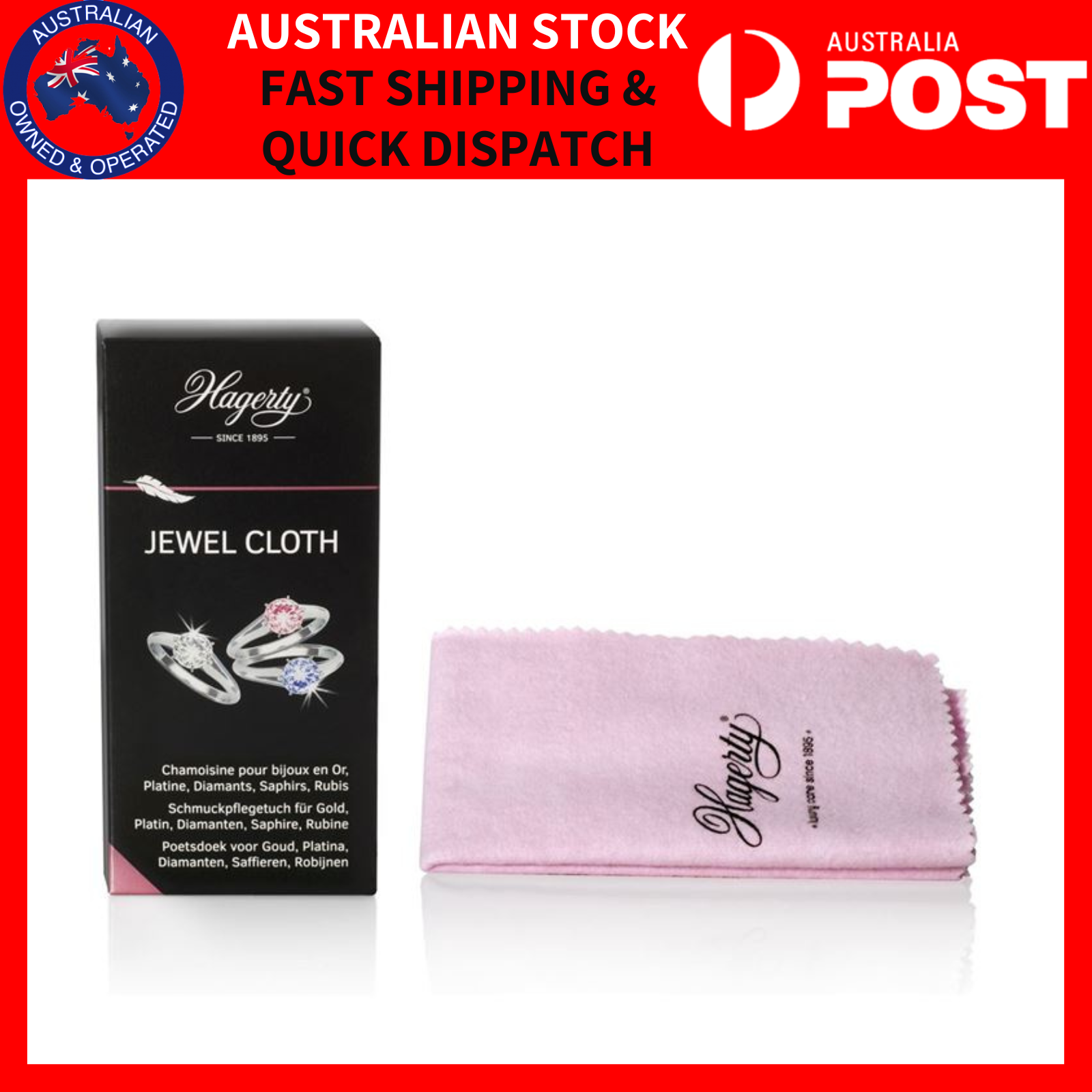 Hagerty Jewel Cloth For Gold Silver Diamonds Platinum Instant Jewellery Cleaner