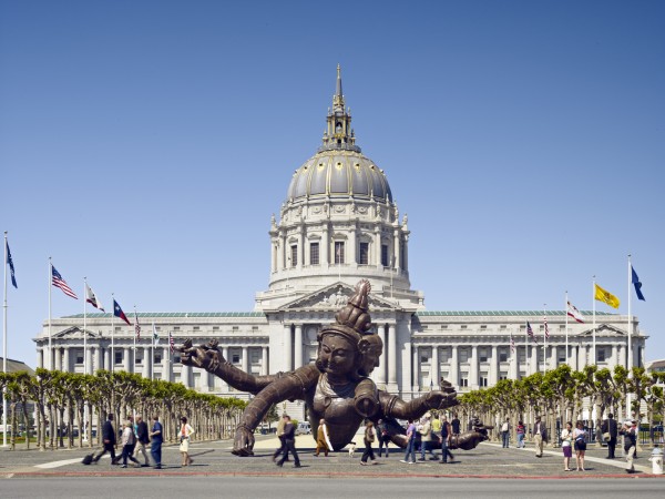 Three Heads, Six Arms" Sculpture