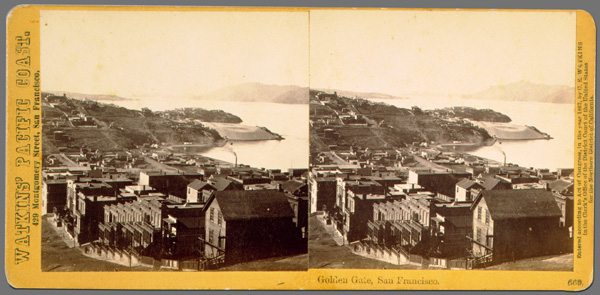 Carleton E. Watkins, Golden Gate, San Francisco, number 669 from the Pacific Coast series, 1867; 3 in. x 6 in. (7.62 cm x 15.24 cm) Collection of the Sack Photographic Trust 