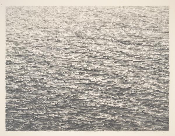 Vija Celmins, Untitled (Ocean), 1977; graphite on acrylic ground on paper, 10 in. x 12 7/8 in. (25.4 cm x 32.7 cm); Collection SFMOMA, Bequest of Alfred M. Esberg; © Vija Celmins Vija Celmins, Untitled (Ocean), 1977