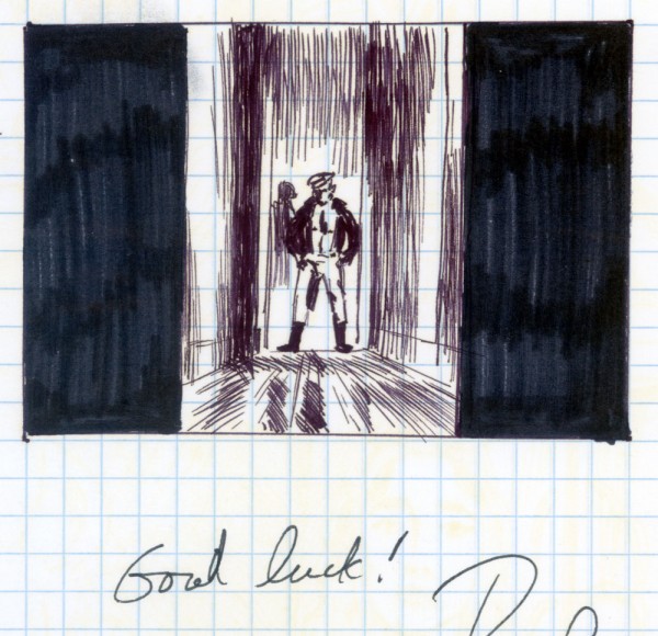 5.Paul Clipson, “Biker dude standing in the far distance of a shadowy hallway . . .,” in REEL.