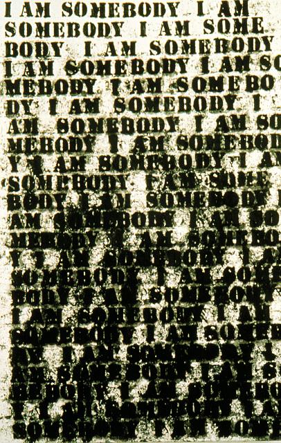 Glenn Ligon, I Am Somebody, 1991; oilstick on canvas, 24 in. x 16 in. (60.96 cm x 40.64 cm); Collection SFMOMA, Collection of Vicki and Kent Logan, fractional and promised gift to the San Francisco Museum of Modern Art; © Glenn Ligon Glenn Ligon, I Am Somebody, 1991
