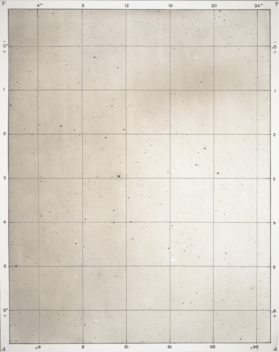 Maximilian Franz Josef Cornelius Wolf and Johann Palisa, Star map, from the album Photographische Sternkarten (Photographic Star Maps), 1903; gelatin silver print, 14 in. x 10 1/4 in. (35.56 cm x 26.04 cm); Collection SFMOMA, Accessions Committee Fund purchase Maximilian Franz Josef Cornelius Wolf and Johann Palisa, Star map, from the album Photographische Sternkarten (Photographic Star Maps), 1903