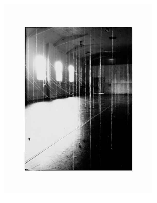 Emily Johnson, Body, 2012. An installation of imitation sinew, spit, beach rock; made for the ground beneath the 100 year old gymnasium at Headlands Center for the Arts. Overnight exposure by Harold Mendez. Sound by James Everest.