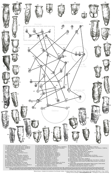 Lantern Map, 2014. Set installation from Niicugni by Emily Johnso; drawings and map by Max Wirsing.