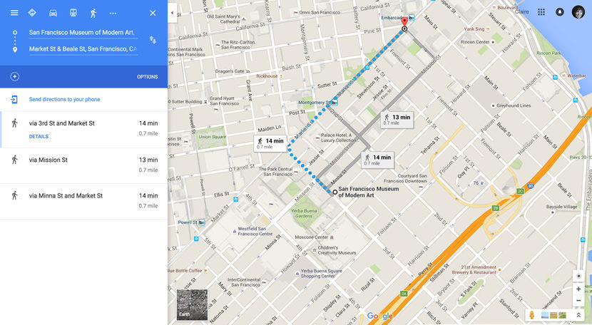 Itinerary 2 (for Korakrit Arunanondchai): SFMOMA to Market Street, going east. Itinerary 2 (for Korakrit Arunanondchai): SFMOMA to Market Street, going east.