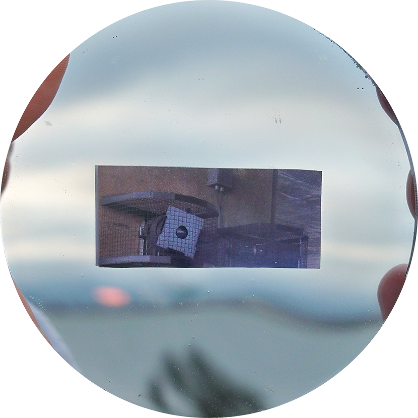 Emblem for Emeryville Mudflats; inkjet print, concave mirror. Emblem for Emeryville Mudflats; inkjet print, concave mirror.