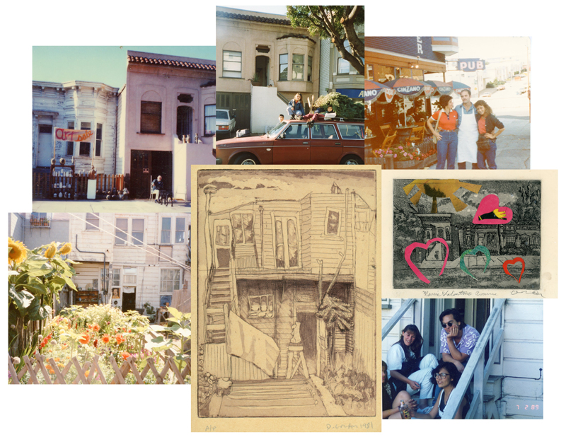 Where it all began. A lil’ collage of my childhood home — it’s painted lime green now, but it’s still there. The prints are done by my Pops, Daniel K. Gordon, pictured in front of The Pub, where he bartended. Bottom right is my mother in the glasses — hella memories on this block.