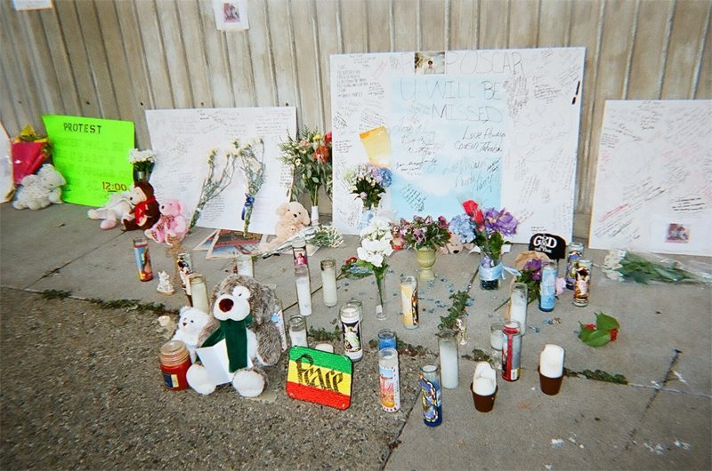 Oscar Grant was fatally shot by a BART officer at Fruitvale station on January 1, 2009. This was taken at the protest days after.