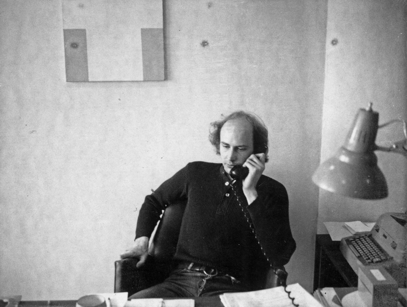 Douglas Crimp in his office at the Solomon R. Guggenheim Museum, New York, c. 1970. Photographer unknown.